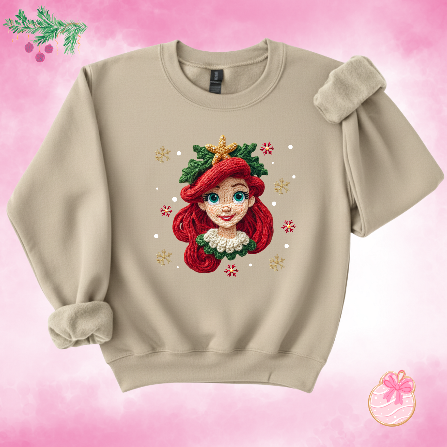 Holiday Mermaid Embroidered Crewneck