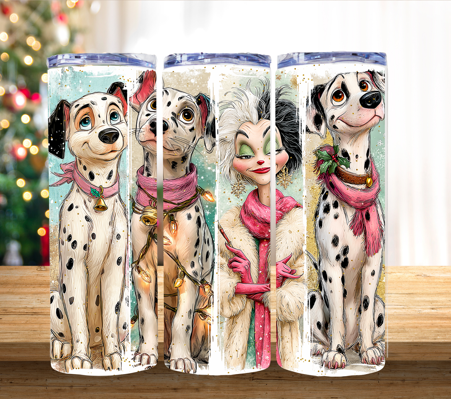Christmas Dalmatians 20 oz skinny tumbler